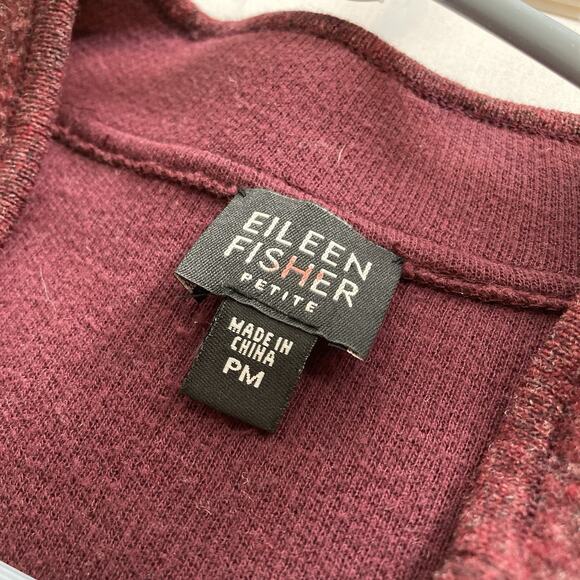 Eileen Fisher Burgundy Cotton Lambswool Blend Jacket Size M Petite Lagenlook - Picture 5 of 13